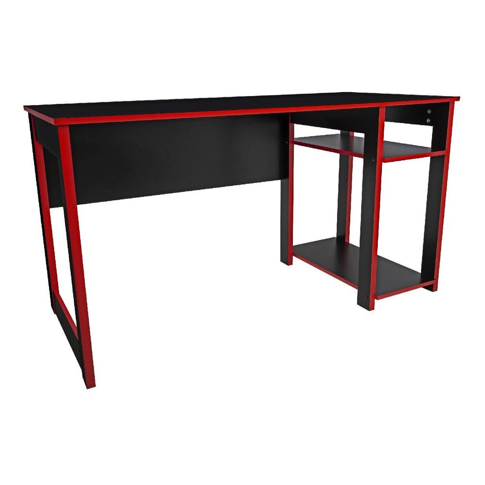 Mesa Escritorio Gamer Multiusos 136x73x60 cm Rojo con Negro