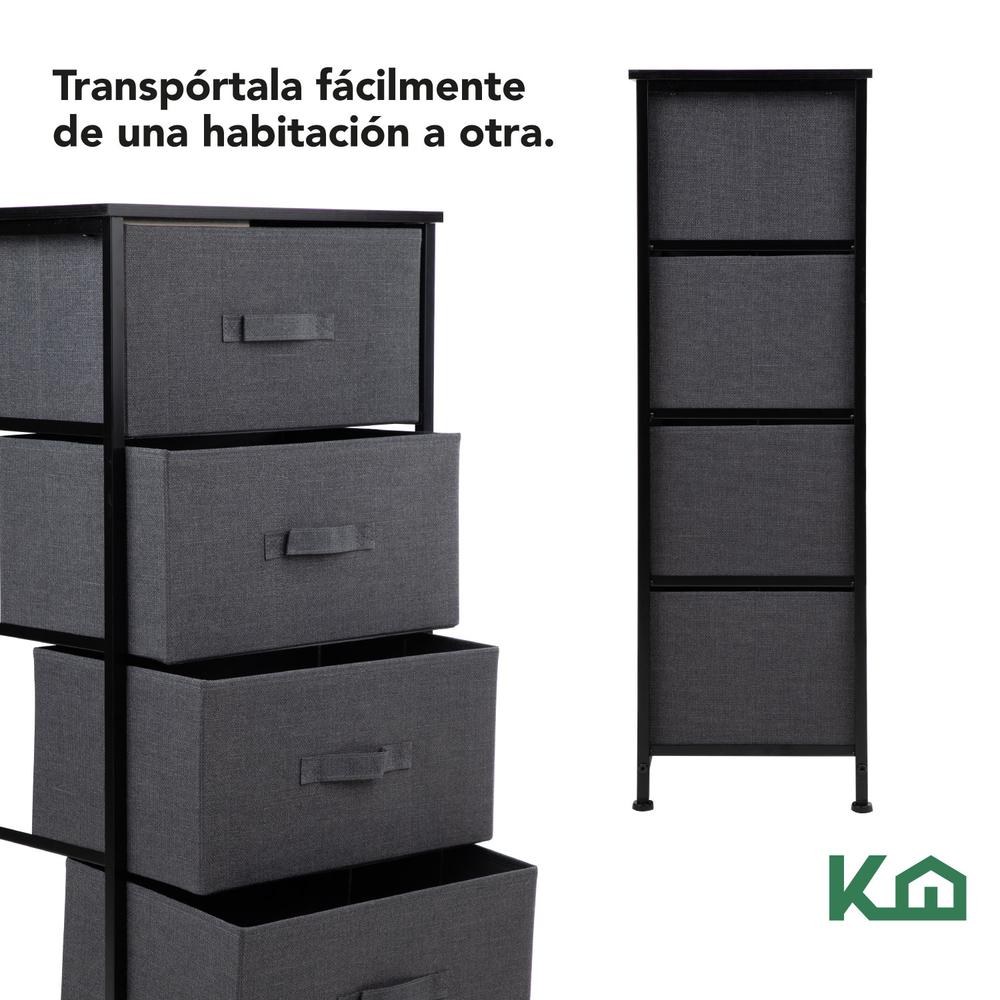 Comoda Cajonera de 4 Cajones Mueble Organizador Tela Madera