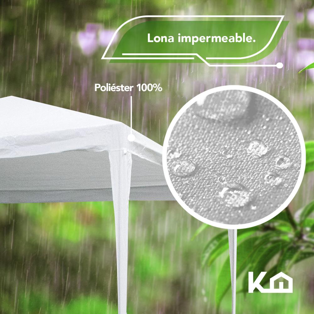 Toldo Carpa 3x3 M Impermeable Acero Lona Para Jardin Blanco