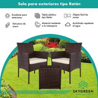 Thumbnail for Sala Exterior Tipo Rattan 3pzas Para Jardin + Cojines