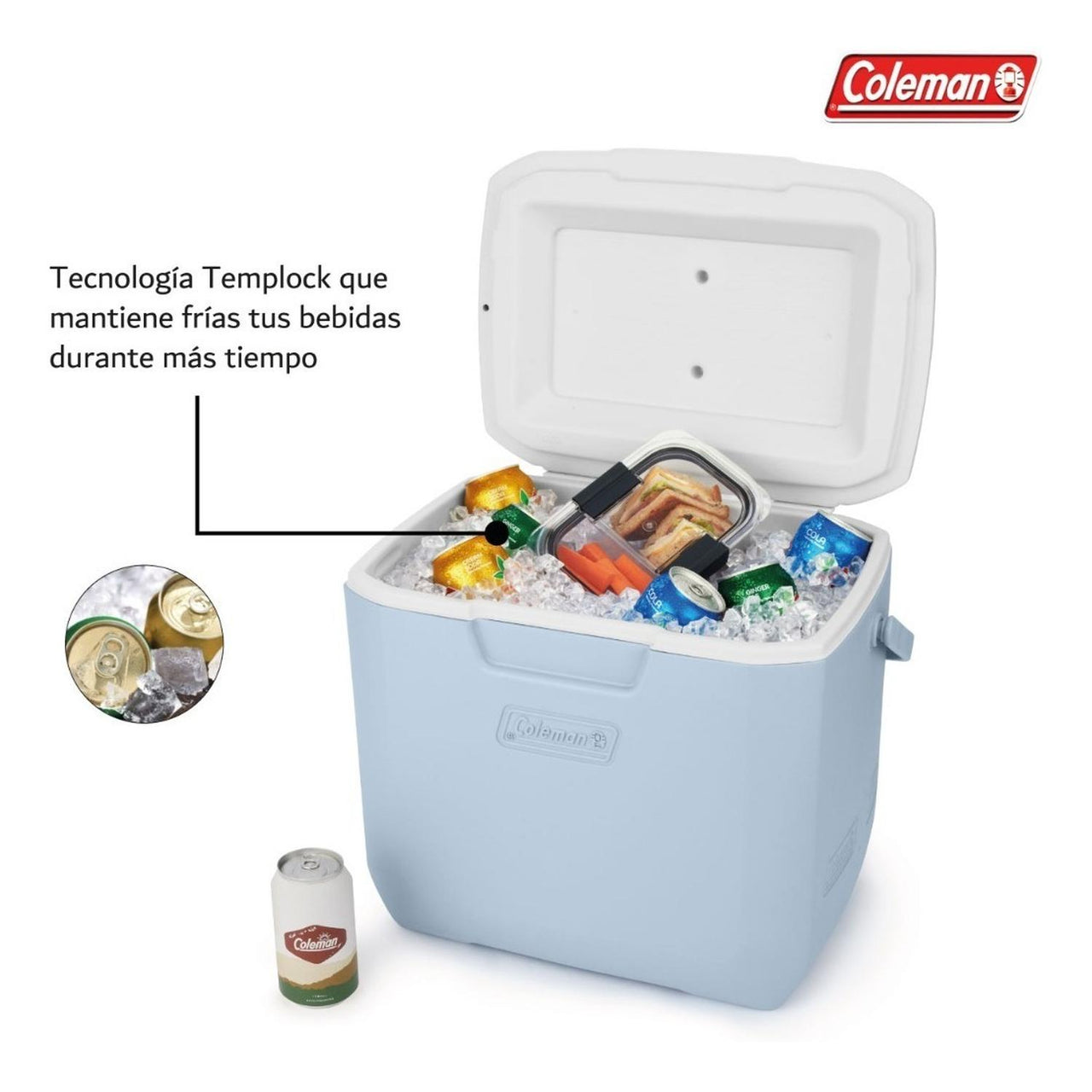 Hielera Coleman 30qt 28 Litros Para 25 Latas Tapa Portavasos