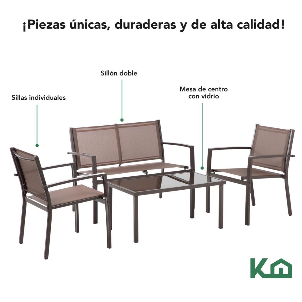 Sala Exterior para Jardin Textileno Sillas Sillon Mesa 4Pzas