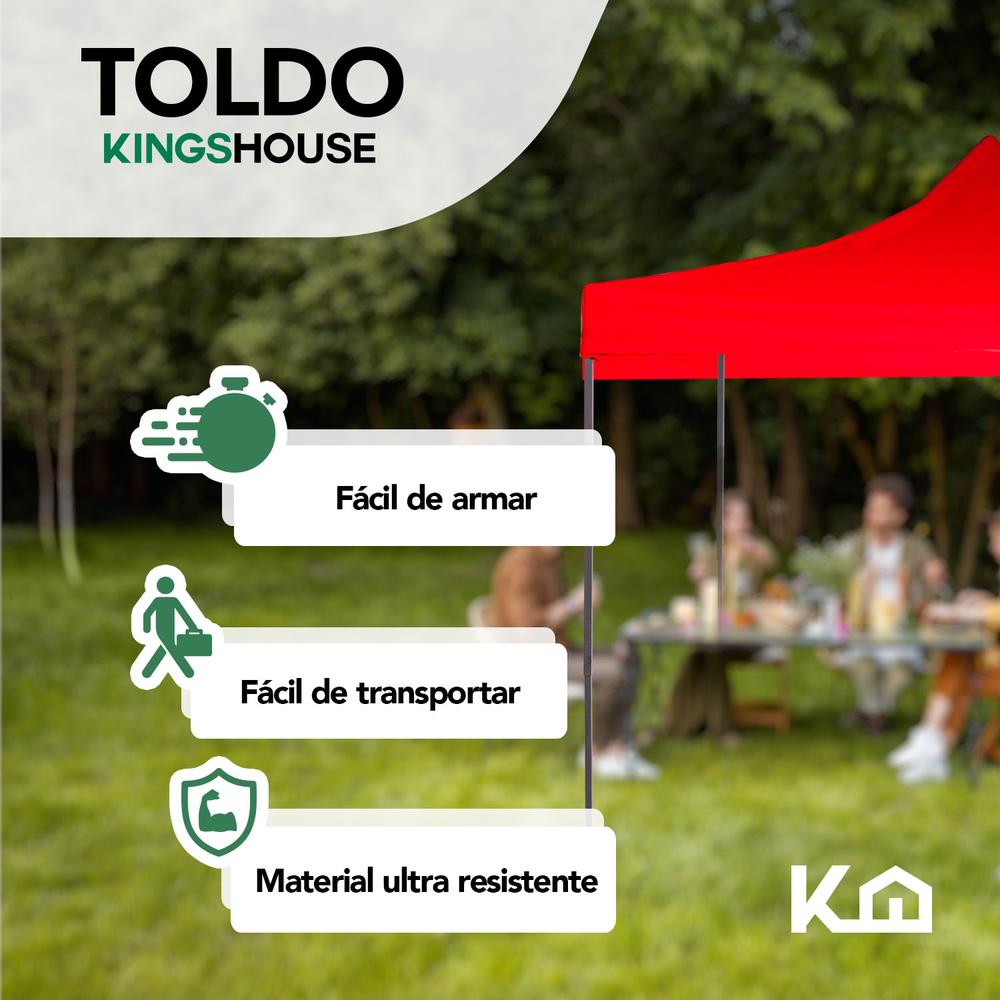 Toldo Carpa Impermeable Plegable De Acero 3x6m Kingsman