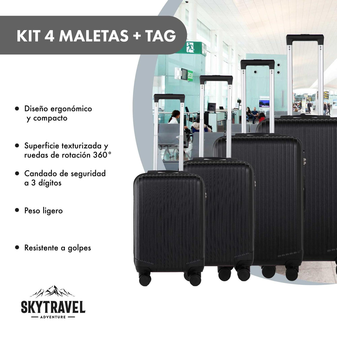 Set De 4 Maletas Para Viaje Con Ruedas Rigidas Alta Calidad