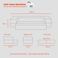 Thumbnail for Sillón Plegable Sofá Cama Convertible Colchoneta Individual