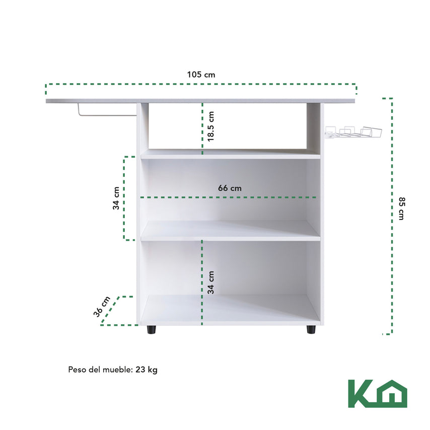 Mueble Organizador Rack 2 Puertas Planchado Ropa Tabla 86 cm