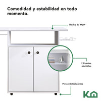 Mueble Organizador Rack 2 Puertas Planchado Ropa Tabla 86 cm