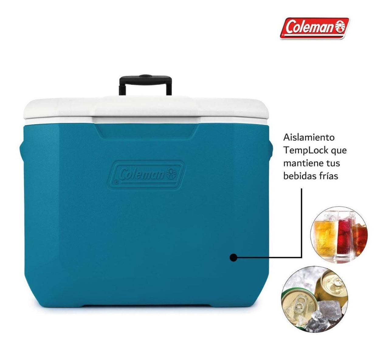 Hielera Coleman Con Ruedas Portavasos 60qt 56l Para 94 Latas