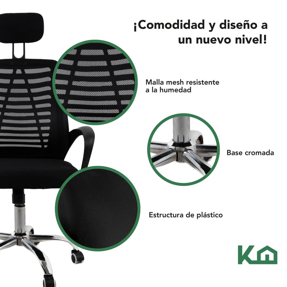 Silla Ejecutiva con Respaldo Reclinable Negra Mesh Oficina