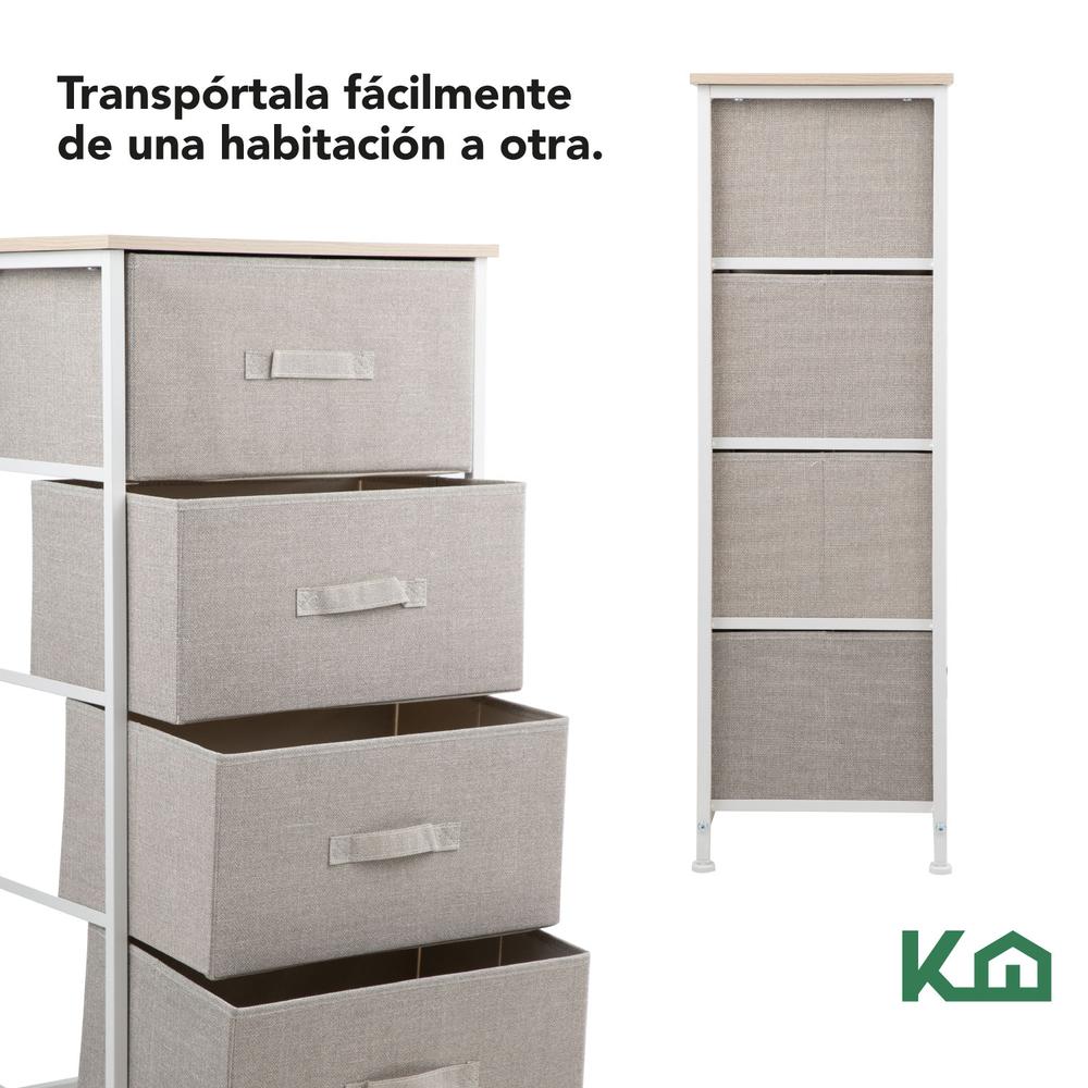 Comoda Cajonera de 4 Cajones Mueble Organizador Tela Madera