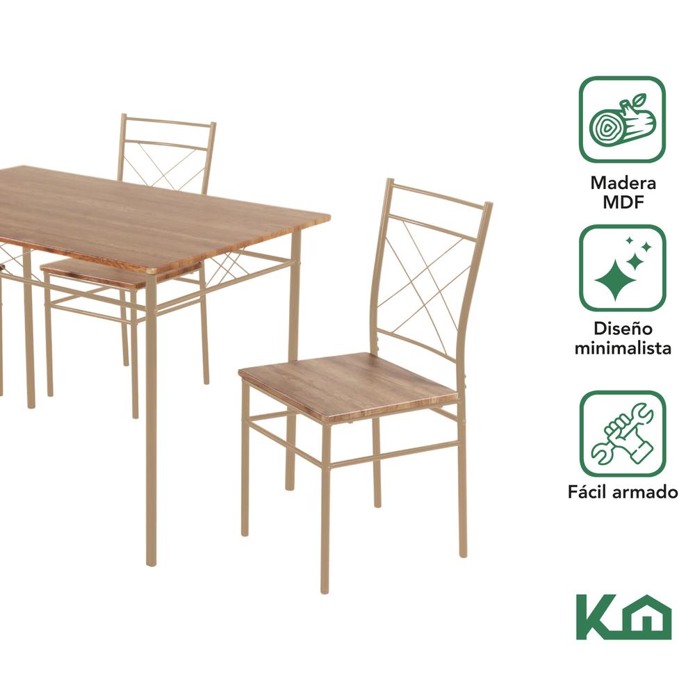 Juego De Comedor 4 Sillas Estructura Metalica Tablero MDF