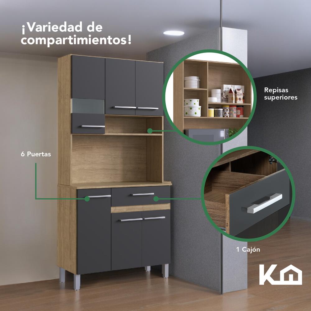 Mueble Rack Cocina Multiuso Alacena 6 Repisas Madera Estante