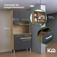 Thumbnail for Mueble Rack Cocina Multiuso Alacena 6 Repisas Madera Estante