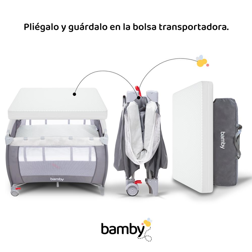 Corral Cuna De Bebe Plegable Con Colchon Impermeable 100x70