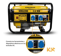 Generador Portatil a Gasolina 2200w 5.5 H.P 110v KING2200 Kingsman