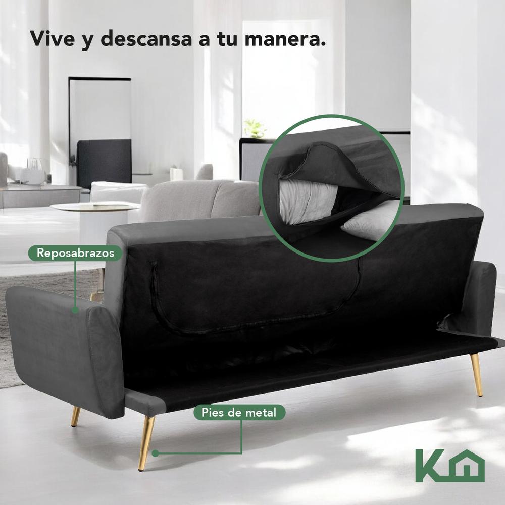 Sofá Cama Silla Sillón Plegable Sala Moderna Velvet + Cojín