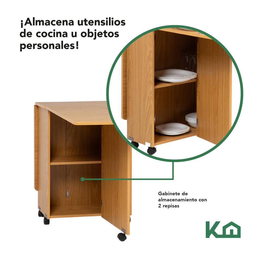 Mesa Comedor Plegable Ruedas Madera Multifuncion Movible 140