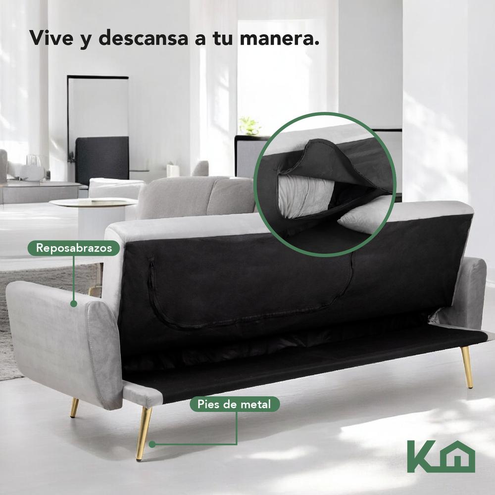 Sofá Cama Silla Sillón Plegable Sala Moderna Velvet + Cojín