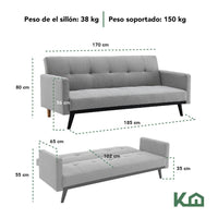 Thumbnail for Sofá Cama Reclinable Silla Convertible Sillón Sala Moderna