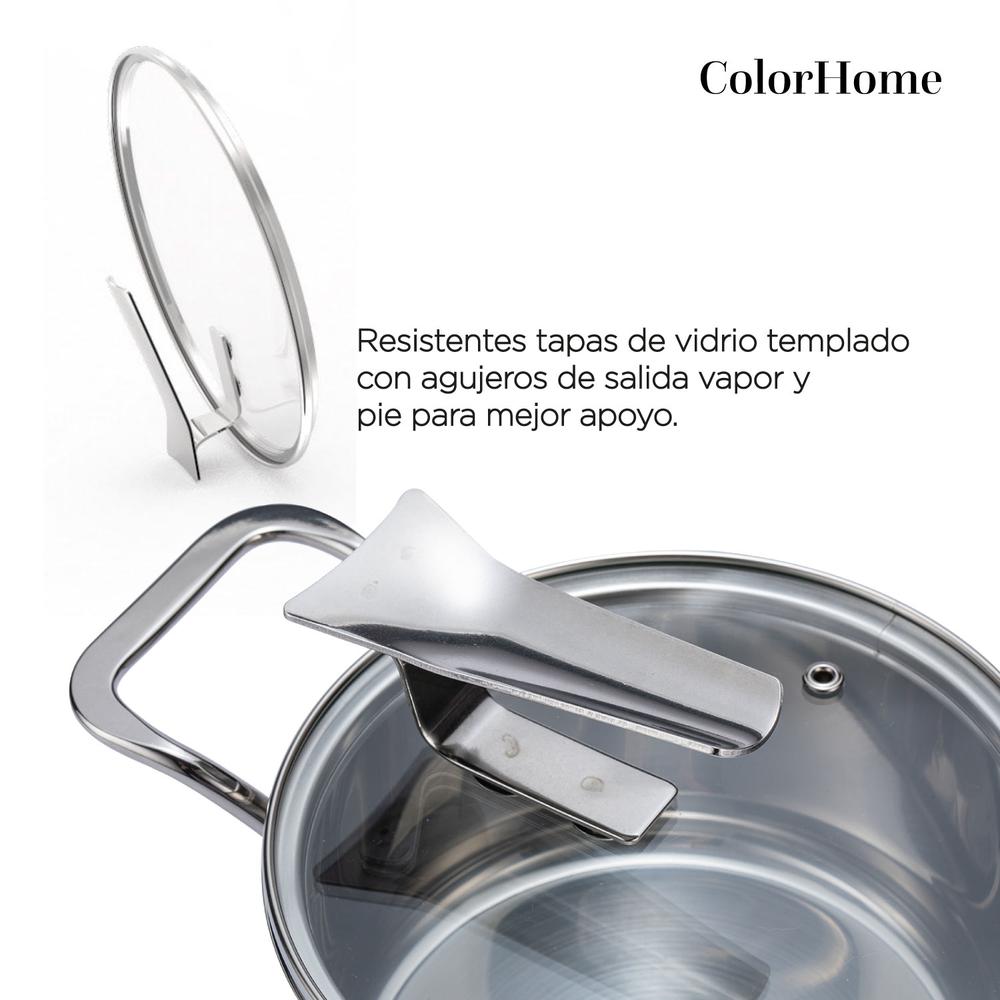 Batería De Cocina Combo Estante Para Ollas y Sartenes 8 Pzas