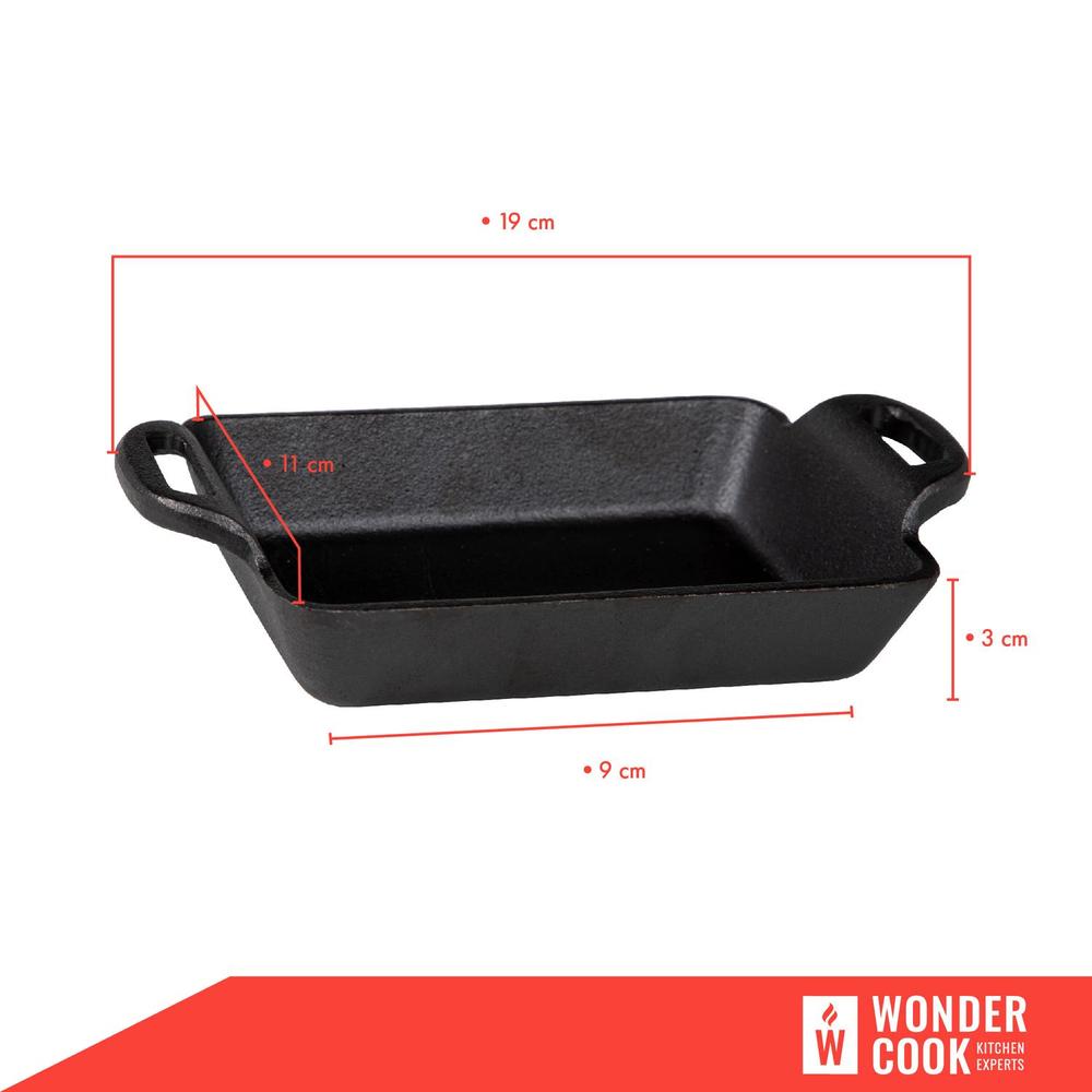 Sarten De Hierro Fundido 19 Cm Con Asas Rectangular Cocina