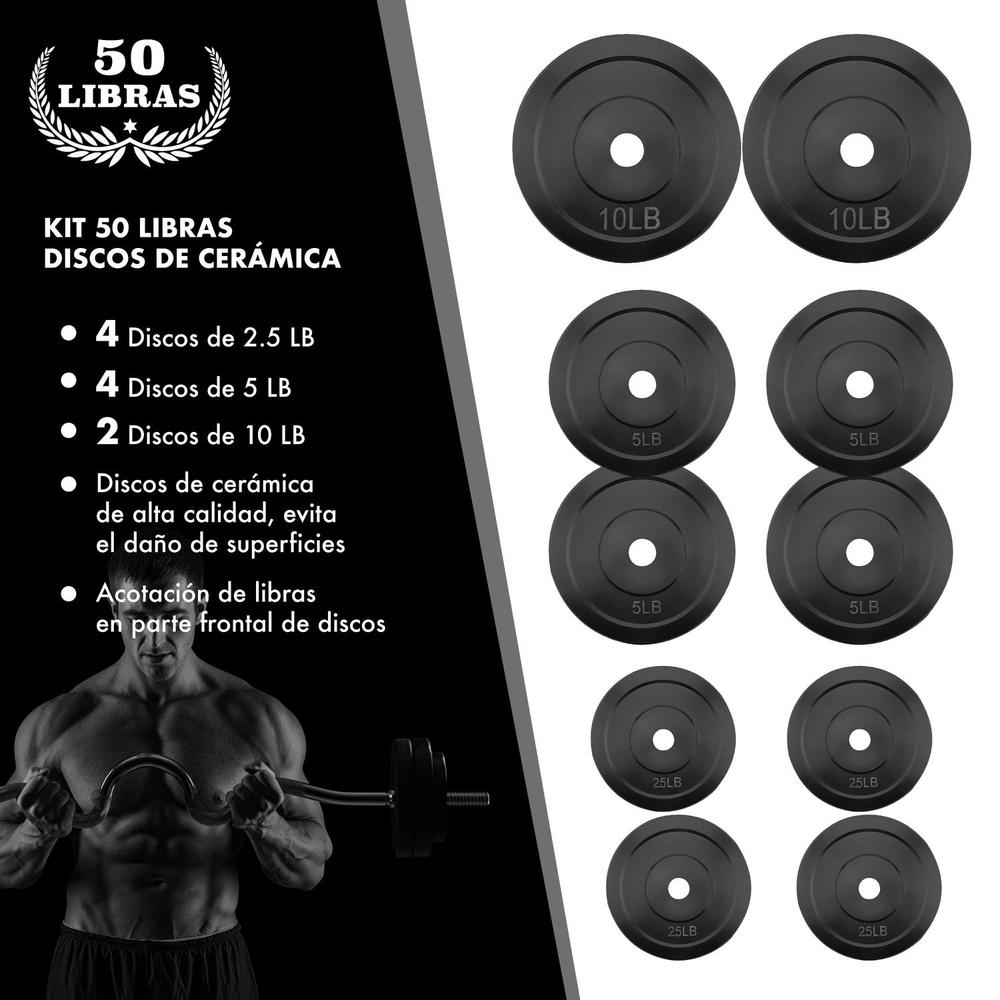 Discos Para Barra Pesas 50 Lbs Recubiertos Set 10 Piezas