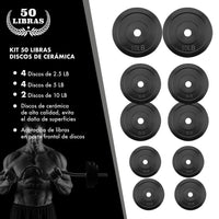 Thumbnail for Discos Para Barra Pesas 50 Lbs Recubiertos Set 10 Piezas