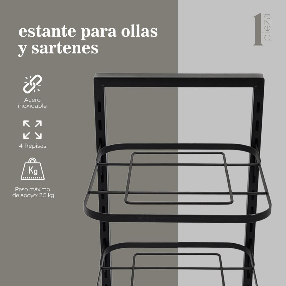 Estante Organizador Para Ollas y Sartenes Cocina 4 Repisas