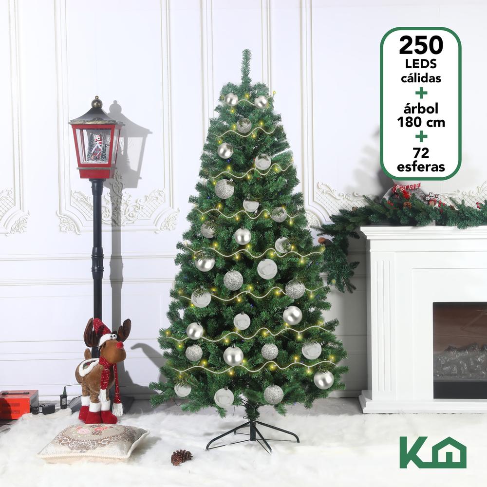 Arbol De Navidad 180cm + Luces 250 Led + Esferas Navideñas