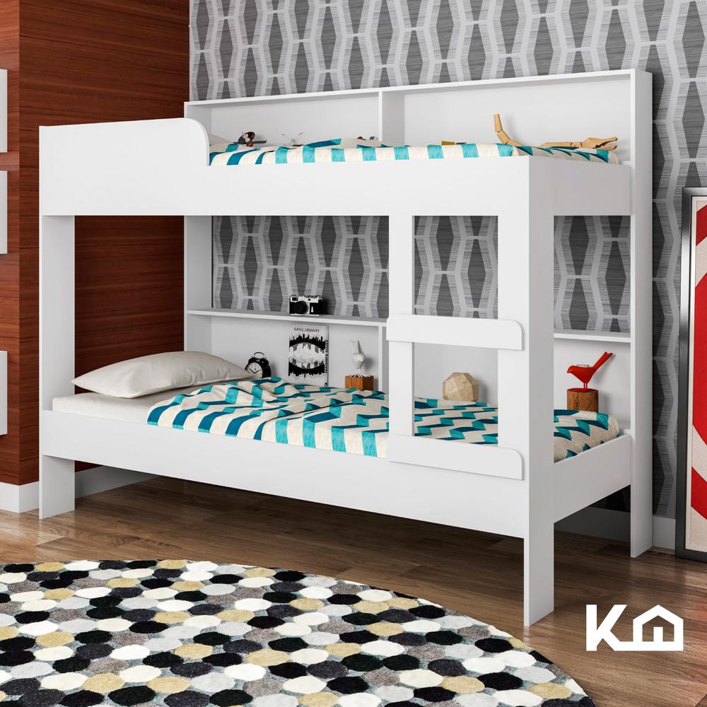 Litera Doble Individual Base Cama Con Estante KingsHouse