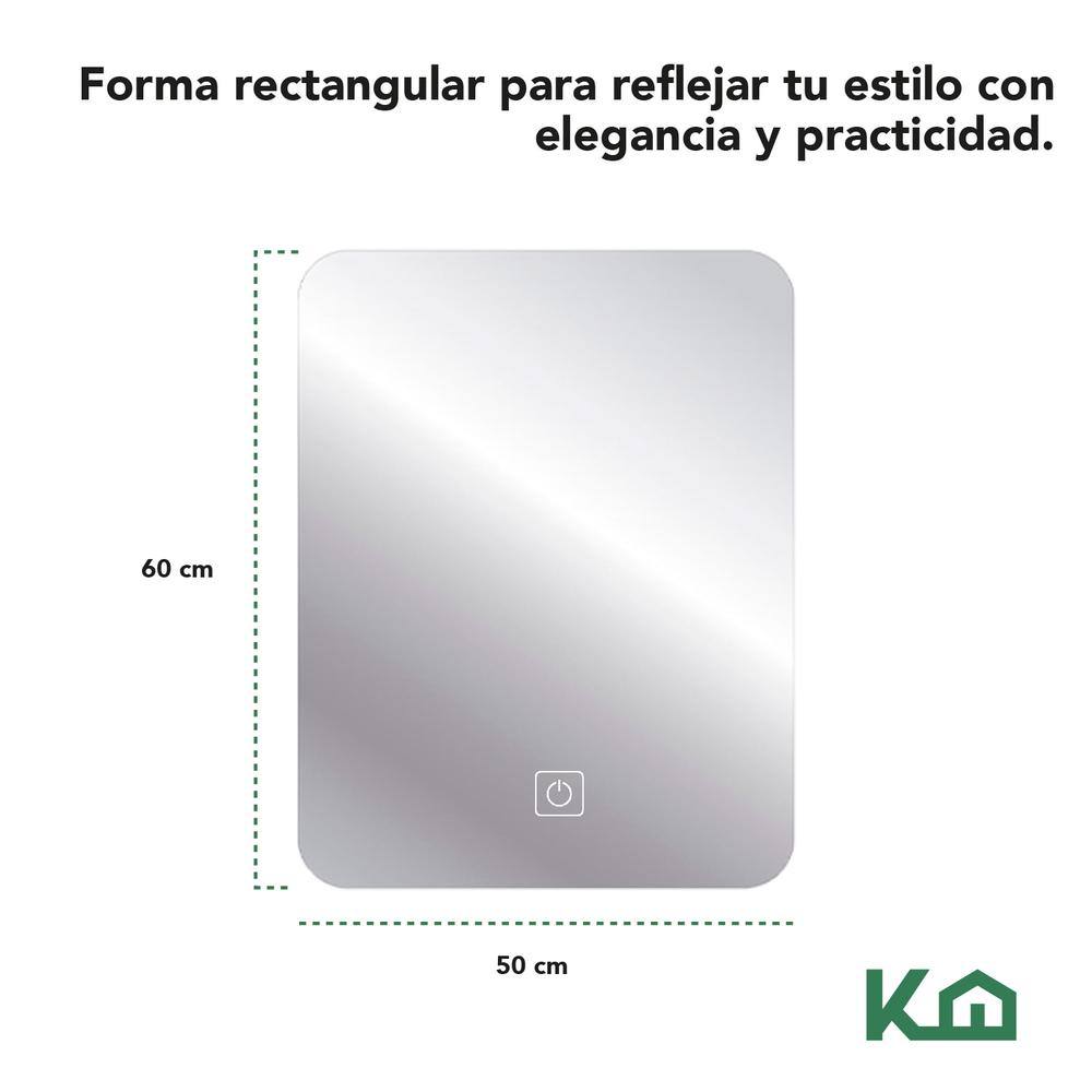 Espejo Kit Para Baño Con Luz Led Rectangular Sistema Touch