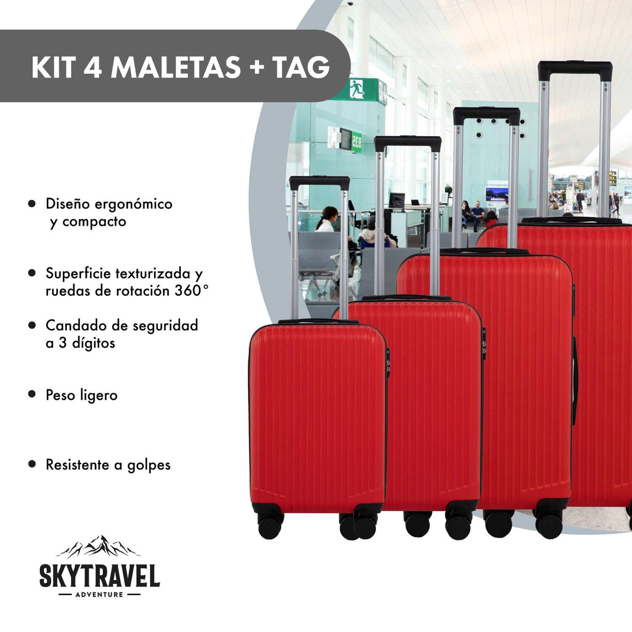 Set De 4 Maletas Para Viaje Con Ruedas Rigidas Alta Calidad