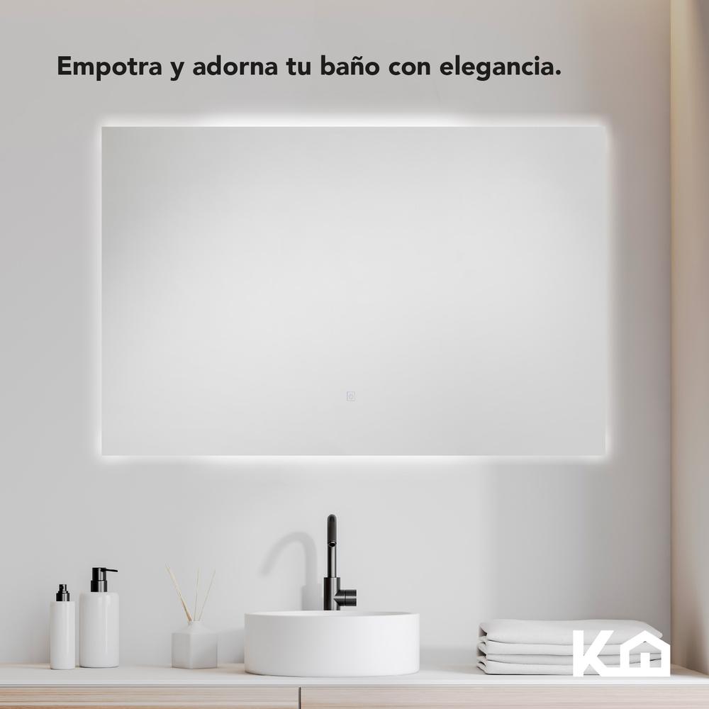 Espejo Con Luz Led Rectangular De 120x65 cm Touch Baño Pared