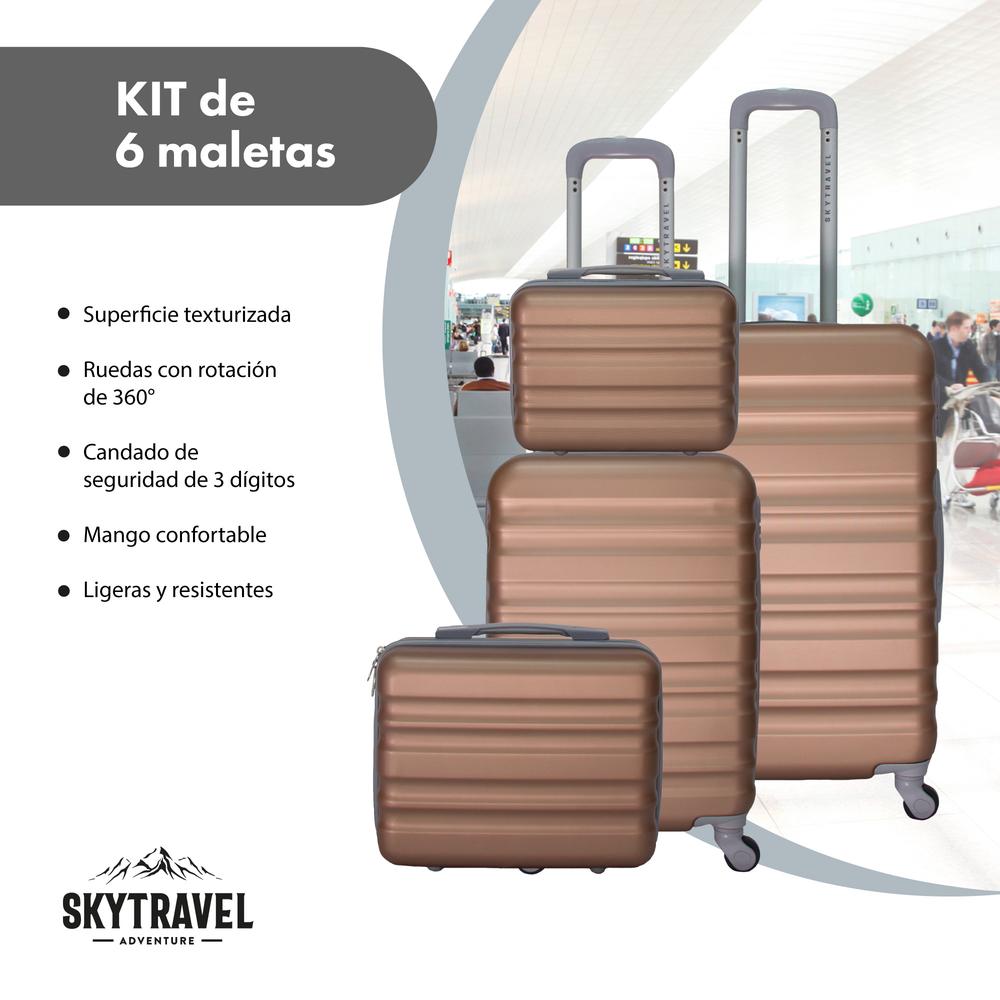 Set De 6 Maletas De Viaje Abs Con Candado Antirrobo 4 Ruedas