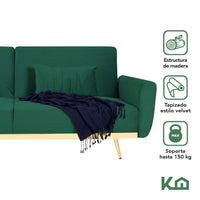 Thumbnail for Sofá Cama Silla Sillón Plegable Sala Moderna Velvet + Cojín