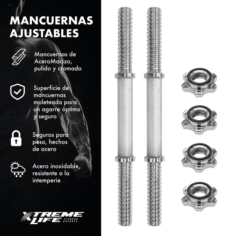 Par De Mancuernas Cromadas Ajustables Para Entrenamiento Gym