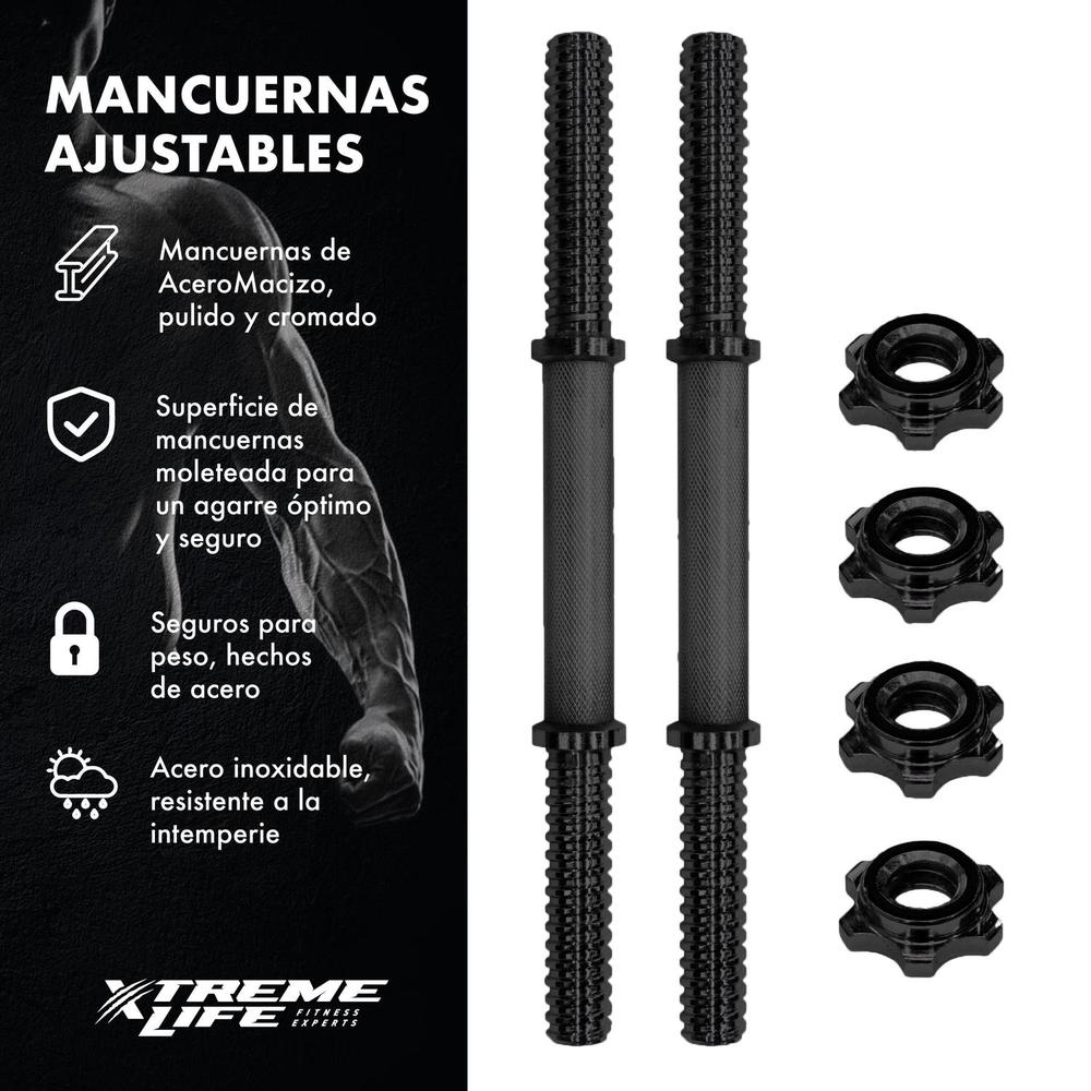 Par De Mancuernas Cromadas Ajustables Para Entrenamiento Gym