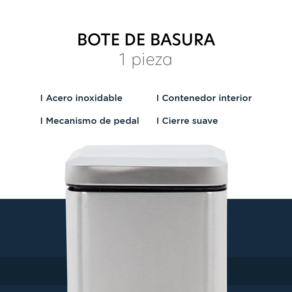 Bote de Basura Acero Inoxidable Metalico Basurero Cocina 6L