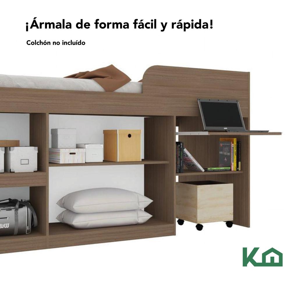 Cama Individual Escritorio Cajones Litera Base KingsHouse