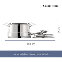 Thumbnail for Batería de Cocina Acero Inoxidable 7 Piezas ColorHome