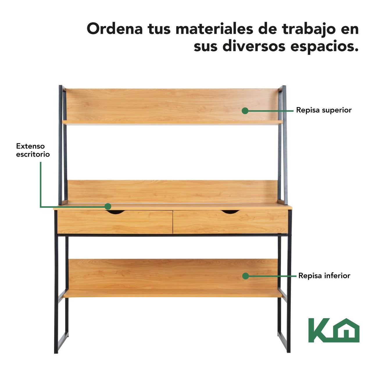 Escritorio De Computadora Repisas Cajones Estudiantil Hogar