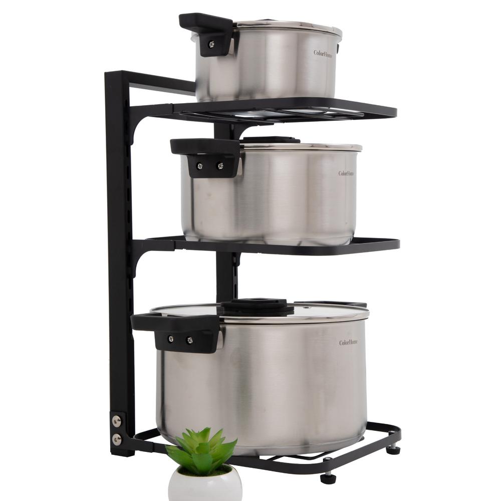 Batería De Cocina Combo Estante Para Ollas y Sartenes 7 Pzas