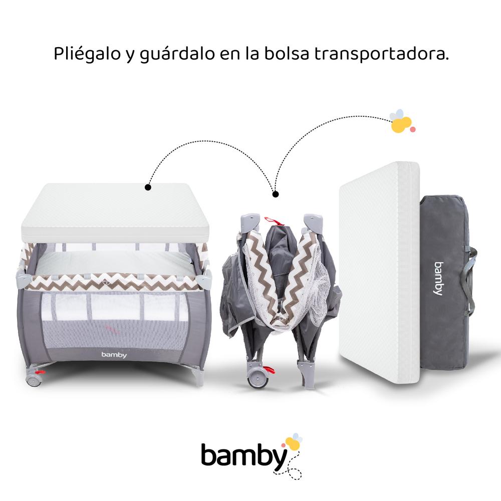 Cuna Para Bebe Plegable Con Cambiador y Colchon Impermeable