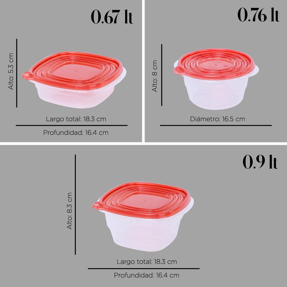 Bateria Cocina Tricapa Contenedores Plastico Alimento 23pzas