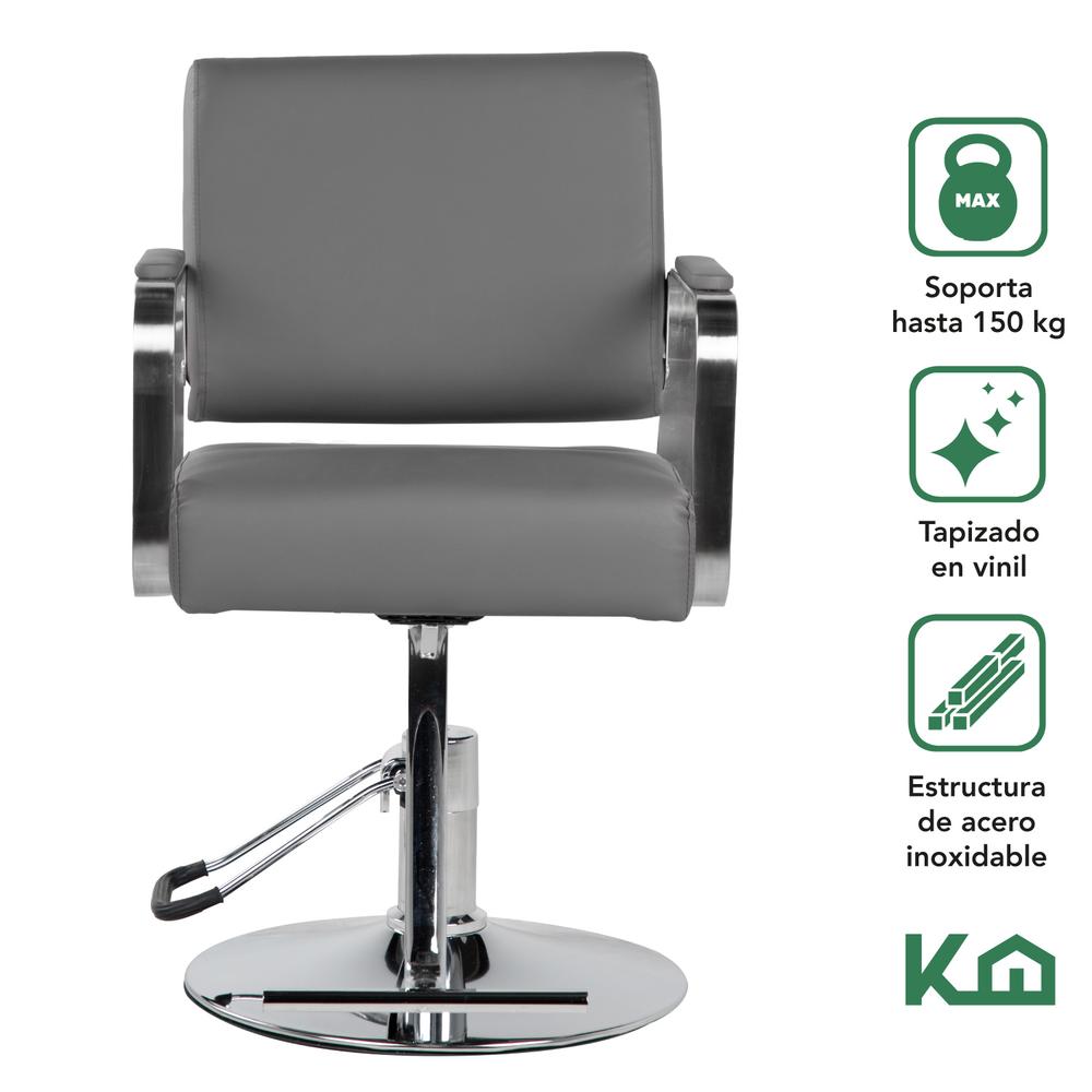 Sillon Barbero Estetica Hidraulico Ajustable Gris Barberia