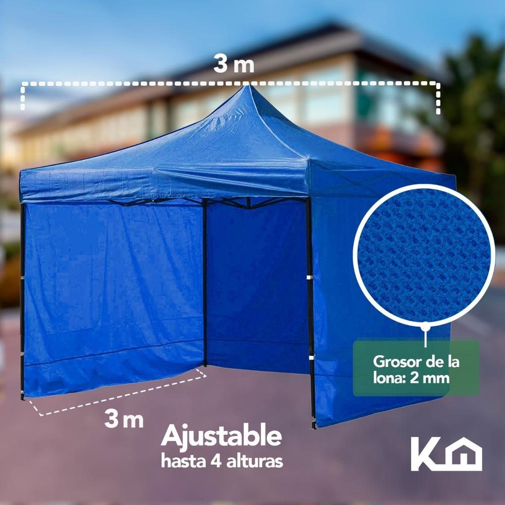 Toldo Carpa Con Pared Impermeable Plegable Acero 3x3 M