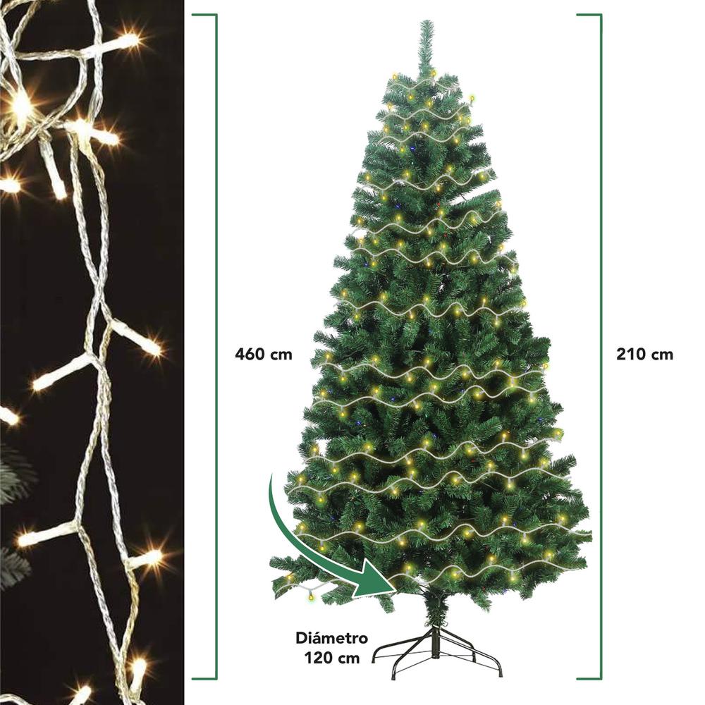 Arbol Navidad 210cm + Luces Navideñas 450 Led Luz Cálida