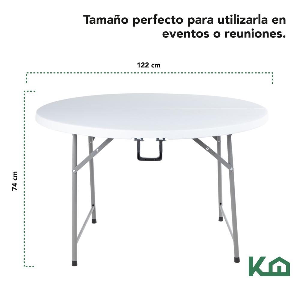 Mesa Redonda Comedor Plegable Portatil Evento 122 cm Blanca