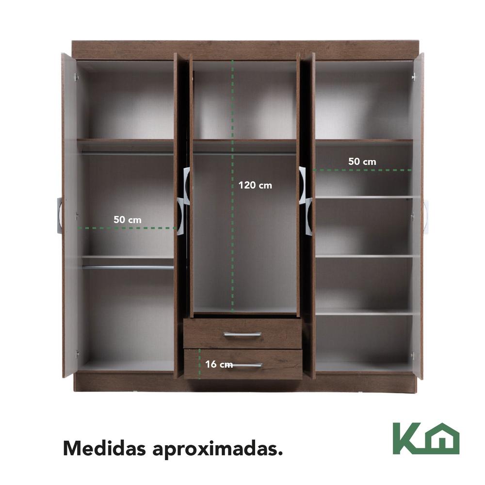 Closet Ropero Armario Moderno Mueble 6 Puertas 2 Cajones