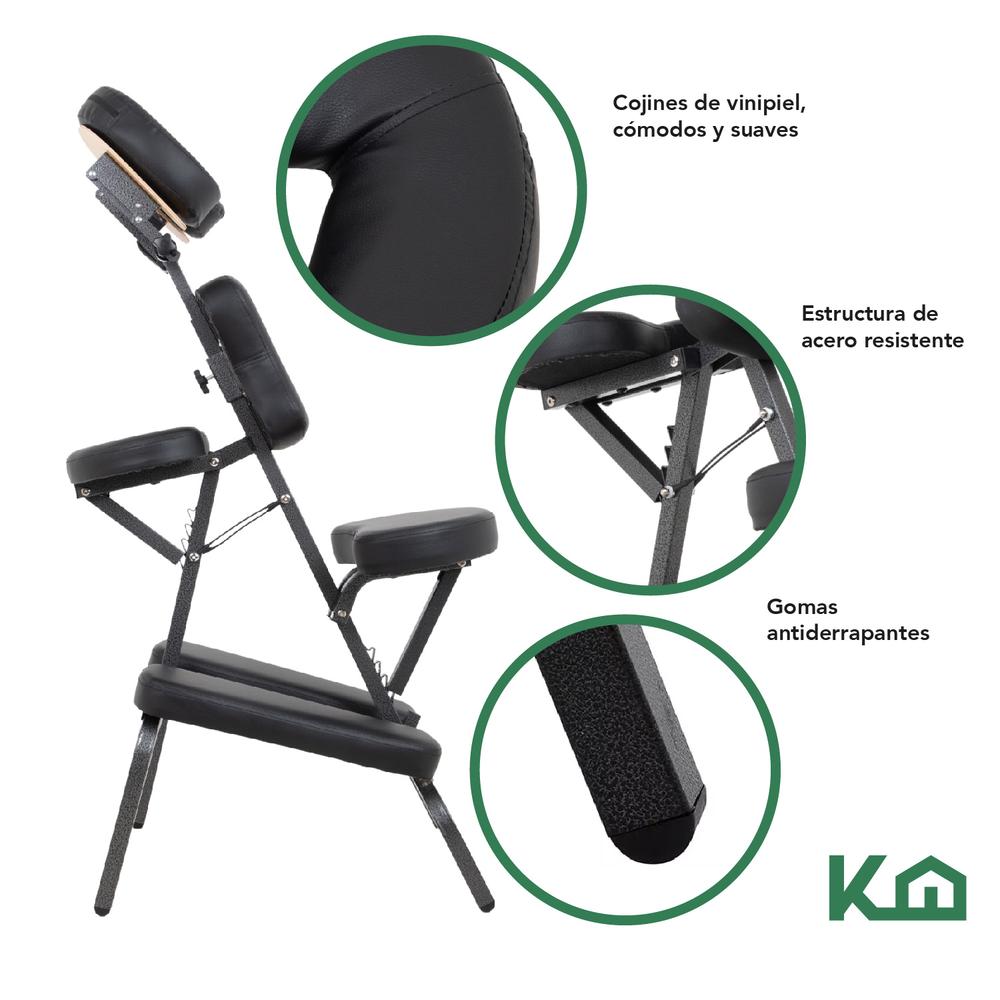 Silla Masaje Portatil Vinil Shiatsu Confort Premium Tattoo